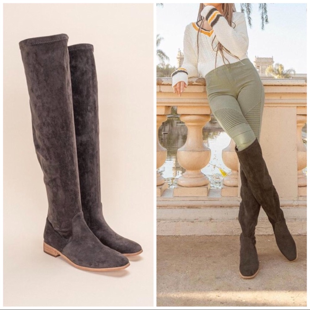 ❄️SALE❄️ Mi.iM Suede OTK Slouch Boots Charcoal
